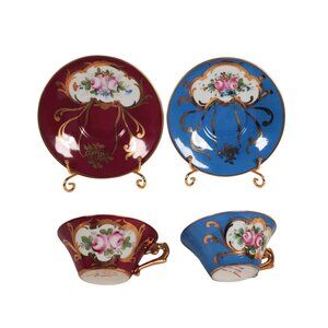 Vintage French Limoges Demitasse Cups – Hand-Decorated, Signed Nodrog (Set of 2)